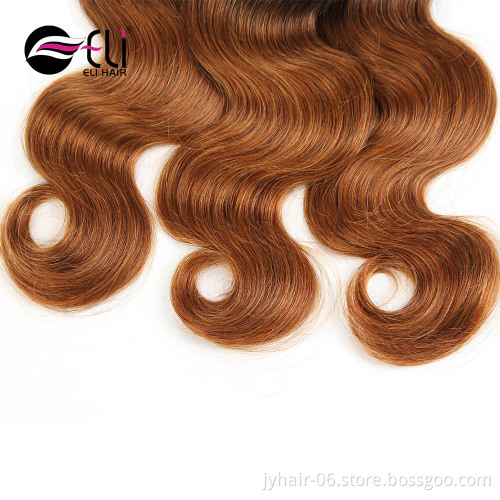 Private Label Good Feedback Directly Factory Price Two-Tone Indian Remy Human Hair Weave Double Drawn Highlighted Hair Weave